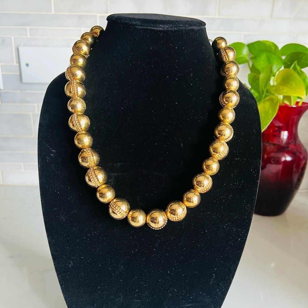J Crew Ball Necklace Gold Tone